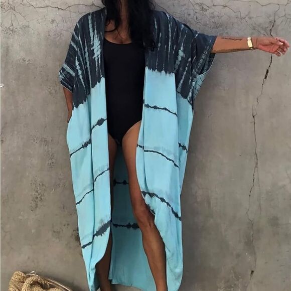 Maxi Kimono Swim Cover up Dress - Picture 2 of 6